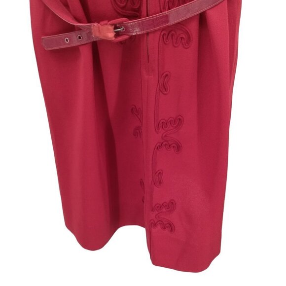 Vintage Handmade Zip Front Belted Embroidered Short Sleeve Mod Dress Size XL? - Picture 7 of 12